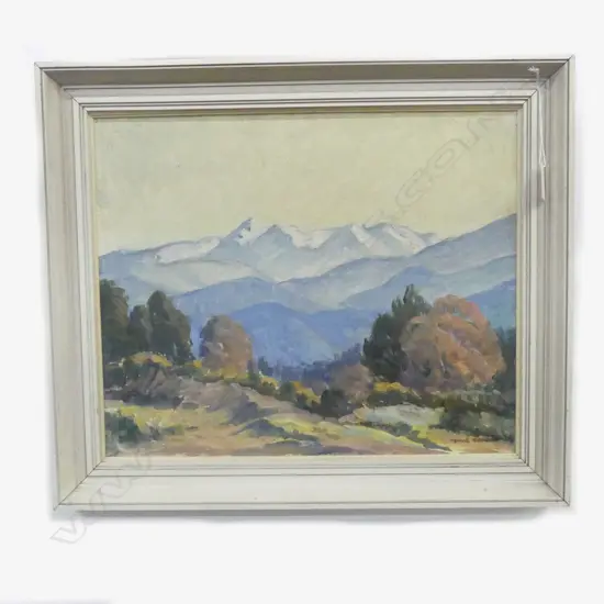 OLIVE BEKEN, LATE AFTERNOON MOTUEKA, OIL ON BOARD, 350x420mm