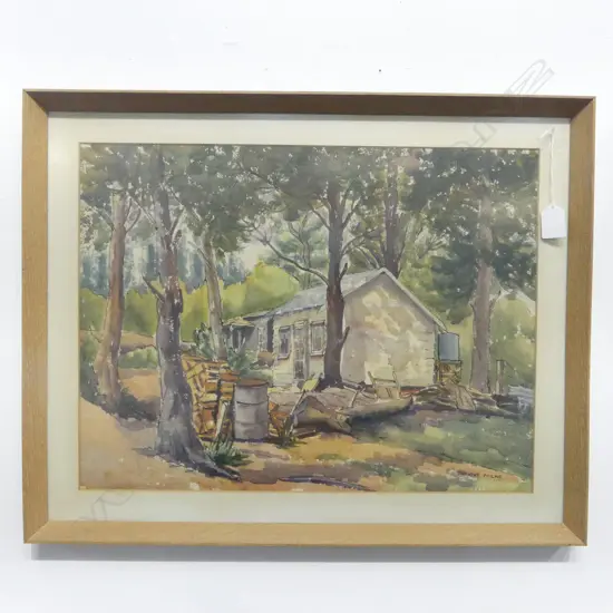 Dorothy Milne watercolour 'Lakeside Cottage Taupo' signed. Entitled verso 370 x 490mm
