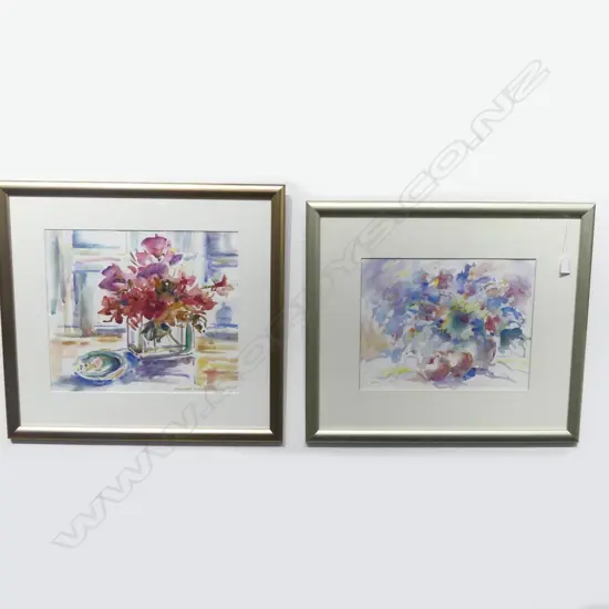 DEIRDRE HATRICK-SMITH 2 STILL LIFE WATERCOLOURS signed 330 x 390mm largest