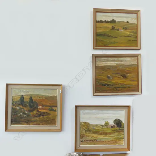 4 JUNE SHIEFF LANDSCAPES, OIL ON BOARD LARGEST 405x495mm