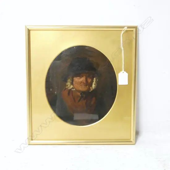 ARTIST UNKNOWN, 19thC OIL PORTRAIT OF AN OLD WOMAN, 210x190mm