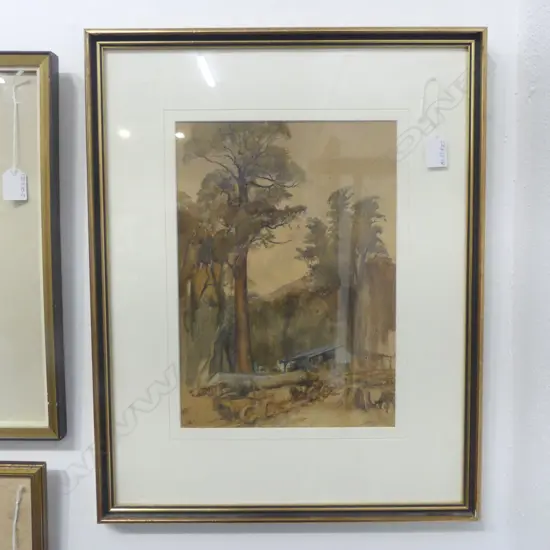 RICHARD WALLWORK WATERCOLOUR 'Kahikatea Saw Mill Lake Brunner district..'initialled.Signed & entitled verso. 350 x 245mm