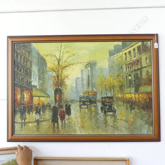 PARIS STREET SCENE, OIL ON BOARD 610x915mm