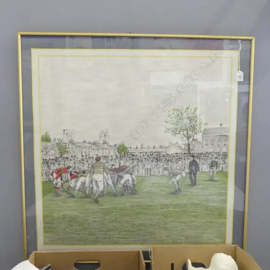 ARTWORK PRINTED ON FABRIC 'MANTERO PER FEDERAZIONE ITALIANA RUGBY' 805x805mm frame AF