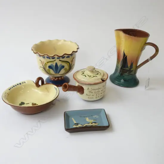 5 PCS TORQUAY SOV POTTERY JUG H150MM TALLEST