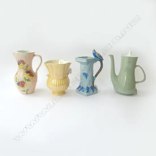 3 VINTAGE ENGLISH VASES & MID CENTURY POOLE COFFEE POT