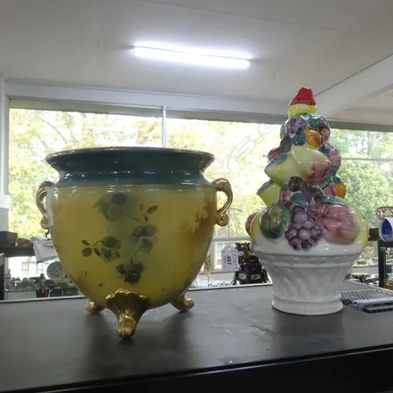 ANTIQUE JARDINIERE + ITALIAN FRUIT CENTERPIECE H.350mm