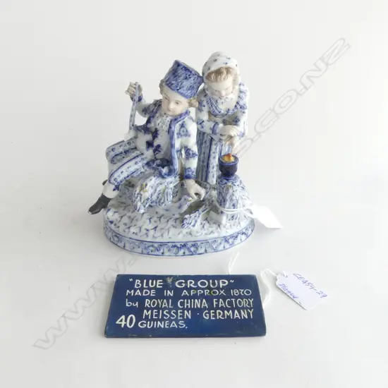 ANTIQUE MEISSEN 'BLUE GROUP' of TWO CHILDREN in FOREST, 150 x 120mm