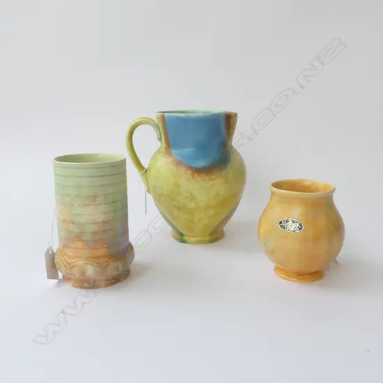 BESWICK DECO JUG H180MM & 2 DECO VASES H135 &100MM