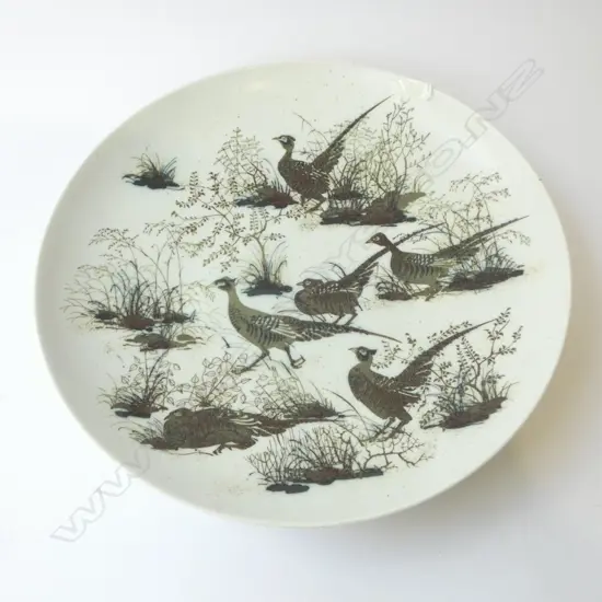 ROYAL COPENHAGEN FAIENCE CHARGER, NILS THORSEN PHEASANT DESIGN 370mm dia