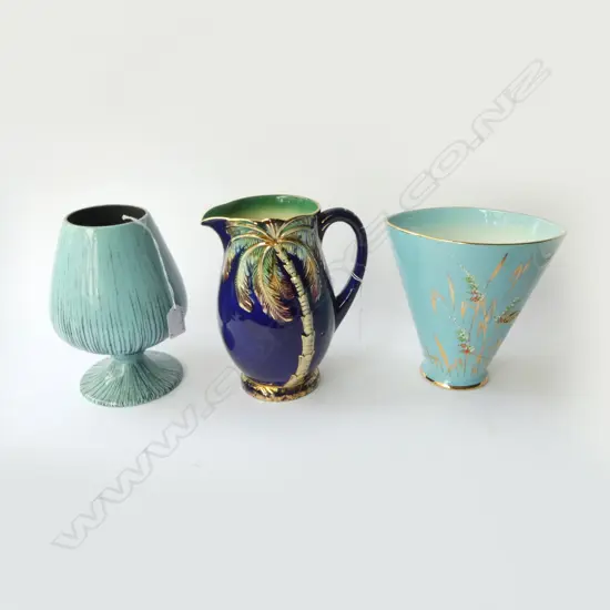 BESWICK PALM JUG H210MM  RETRO BESWICK VASE H180MM & GOBLET H200MM