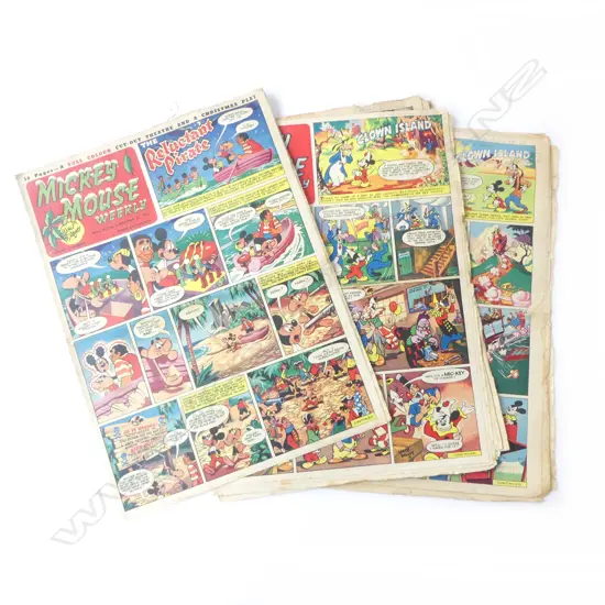 Eight 1952 ‘Mickey Mouse Weekly’ Walt Disney Comics. L.355mm W.260mm