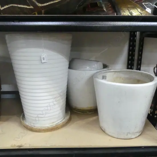 ASSORTED WHITE CERAMIC PLANTER POTS H.450mm