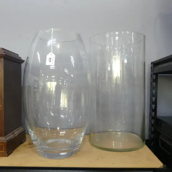 2 LG GLASS VASES H.405mm
