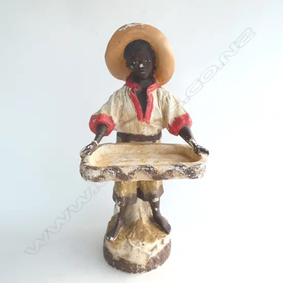 PAINTED PLASTER MAN HOLDING TRAY H.500mm