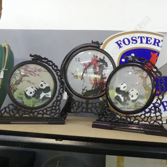 3 CHINESE EMBROIDERED SCREENS LARGEST AF H.420mm