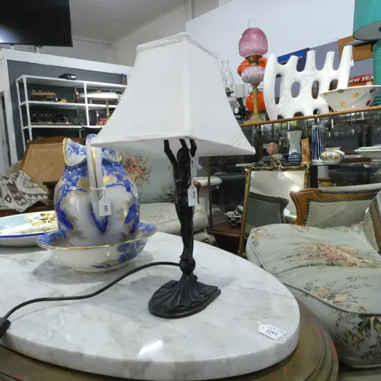 ART DECO REPRO METAL LAMP - NUDE LADY, H.440mm