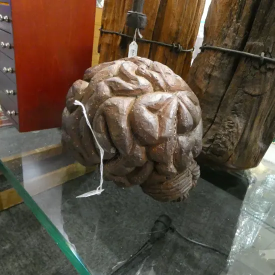 POTTERY SCULPTED BRAIN wood fired. impressed maker 'SPARKS'H.200mm