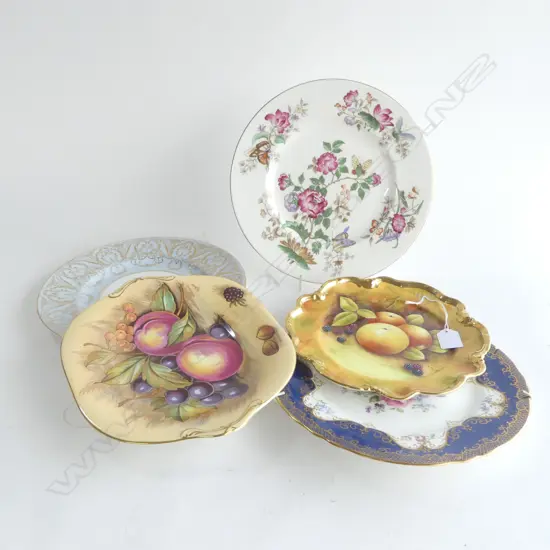 5 FINE CHINA  RACK PLATES R/WORCESTER AYNSLEY COALPORT RCD & EWDGWOOD DIA230MM SMALLEST
