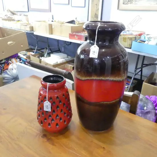 WEST GERMAN POTTERY VASE 'Scheurich- Keramik' H.385mm& ITALIAN RED VASE 