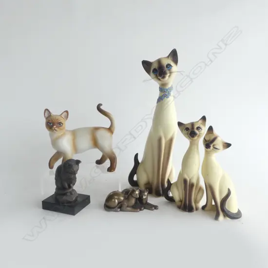 6 VARIOUS CAT FIGURINES/STATUES tallest 333mm