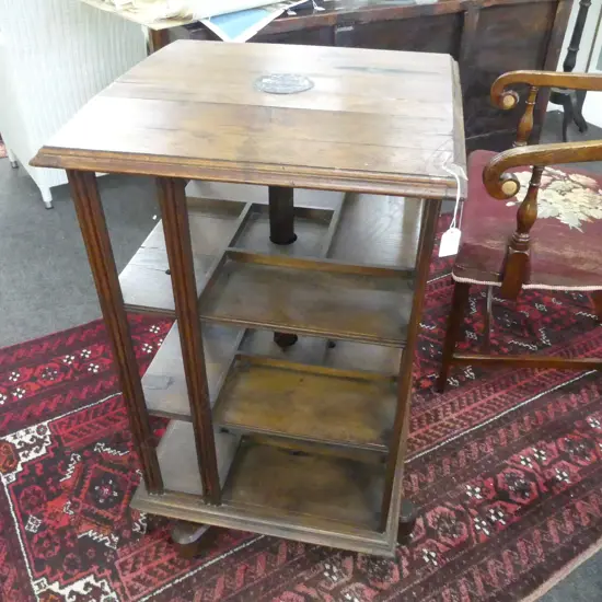 OAK & PINE REVOLVING BOOKCASE - TIMBER SALVAGED FROM HMS FOUDROYANT 1799 NELSONS FLAGSHIP 520x520x900mm