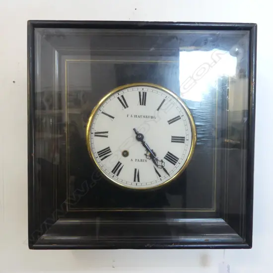 19thC 'F. L. HAUSBURG' CASED WALL CLOCK 430x430x140mm