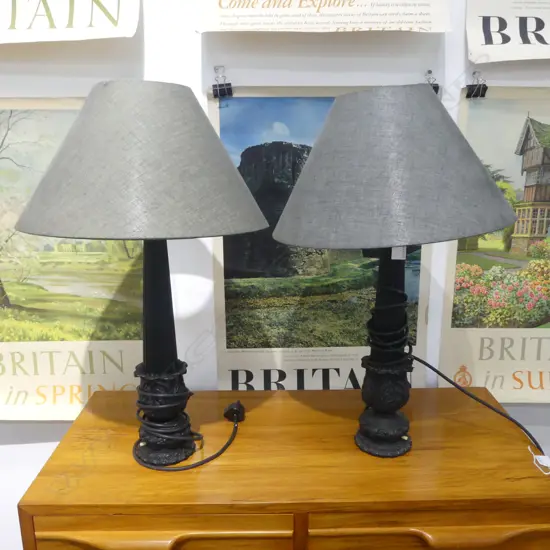 PR BLACK COLUMN TABLE LAMPS, ONE SHADE AF (H.490mm base only)