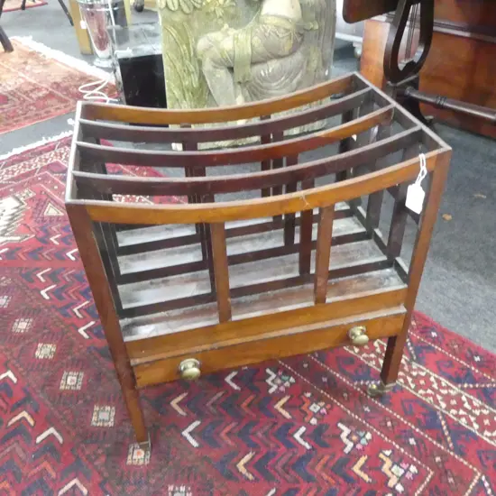 ANTIQUE MAHOGANY CANTERBURY ON CASTORS 450x300x500mm