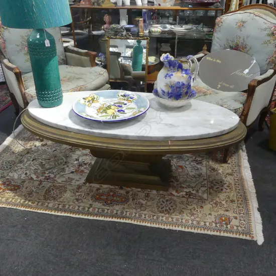 MARBLE TOP OVAL COFFEE TABLE 1400x700x480mm