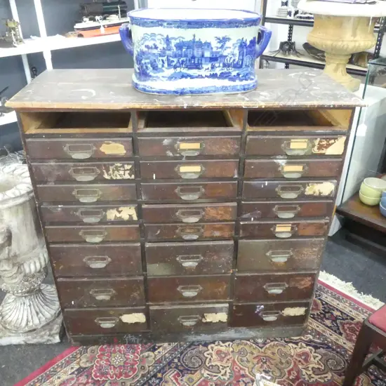 RUSTIC COLLECTORS CABINET MISSING 3 DRAWS 1015x430x1010mm