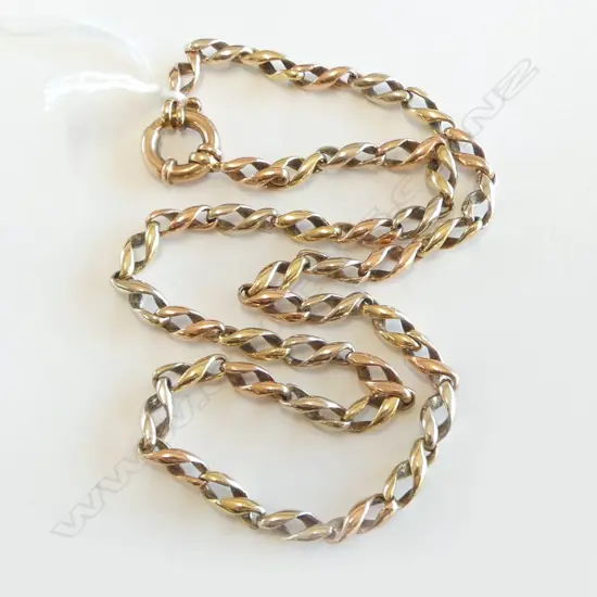 9ct 3 COLOUR GOLD NECKLACE L.480mm, 18.8grms