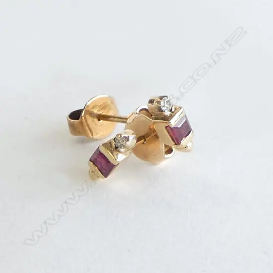14ct RUBY & DIAMOND STUDS