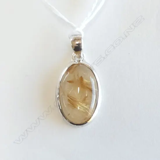 925 RUTILATED QUARTZ PENDANT HANDMADE IN EUROPE 30x20mm