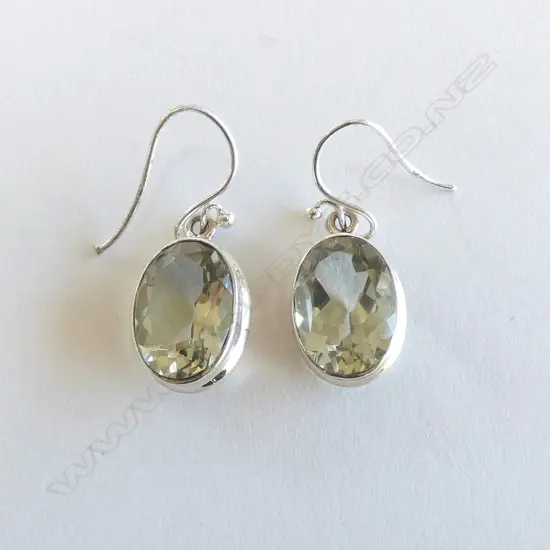 PR SILVER SET GREEN AMETHYST EARRINGS
