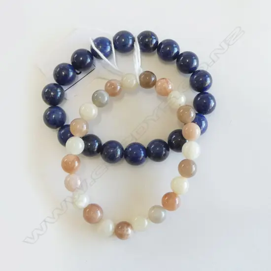 PR BEAD BRACELETS, LAPIS & MOONSTONE, elasticated
