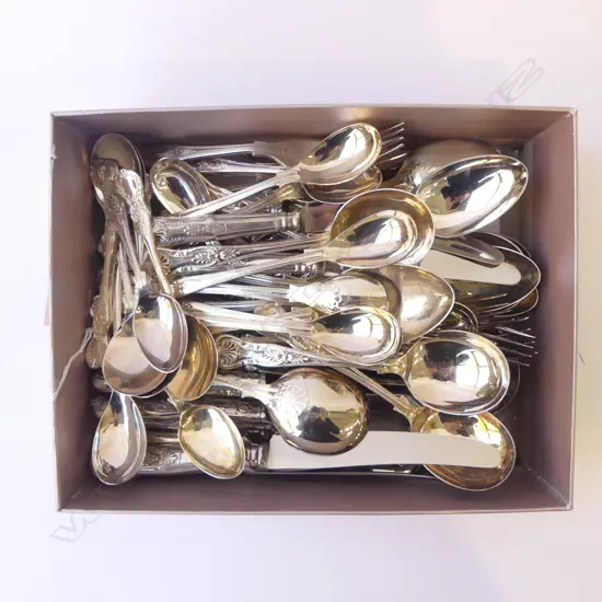 SHEFFIELD PLATE 'KINGS PATTERN' CUTLERY SET