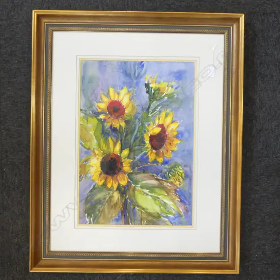 SUNFLOWERS W/C, H.540x400mm, unsigned 