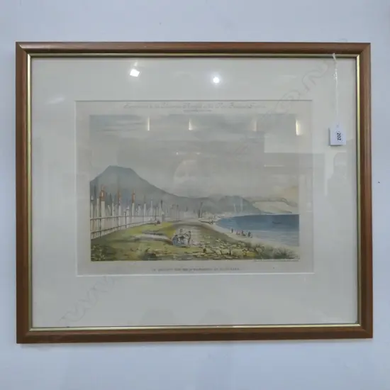 TE HENHEUS OLD PAH OF WAITAHANUI AT TAUPO LAKE, CHROMOLITHOGRAPH 280x380mm