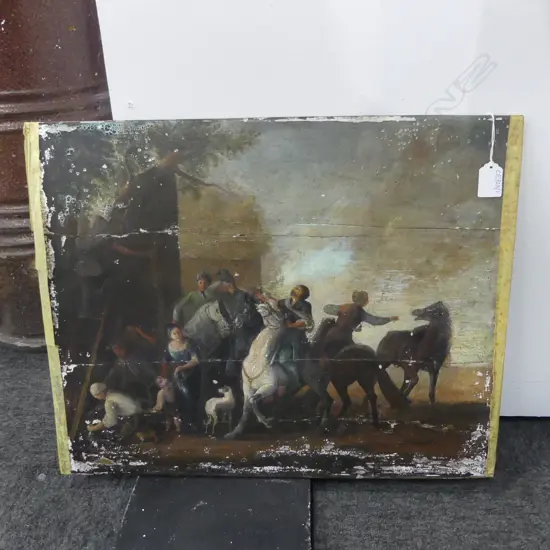 ANTIQUE PAINTING, OIL ON BOARD 415x520mm repairs