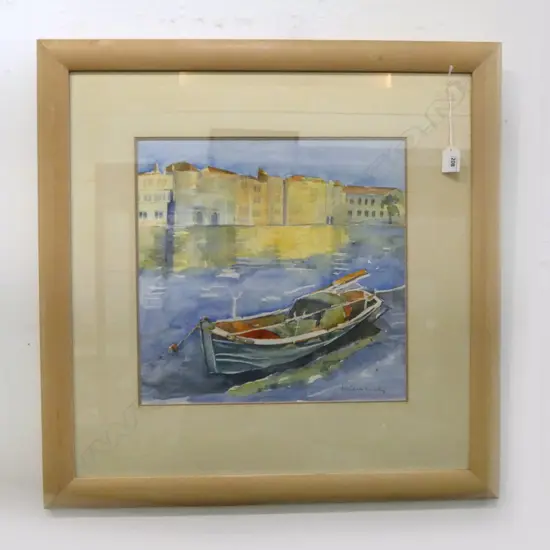 PATRICIA TURNEY 'BOATS AT SKATHOS' WC 365x375mm