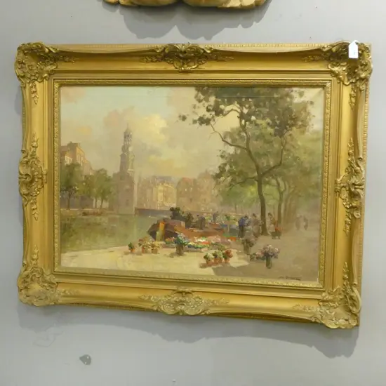 SIGNED ARTWORK, DUTCH CANAL SCENE, OIL ON CANVAS 485x685mm