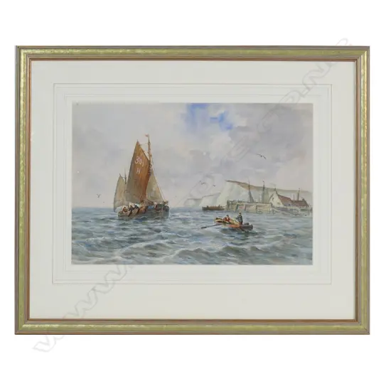 ARTIST SIGNATURE INDISTINCT, BOATING SCENE, WATERCOLOUR, 290x440mm