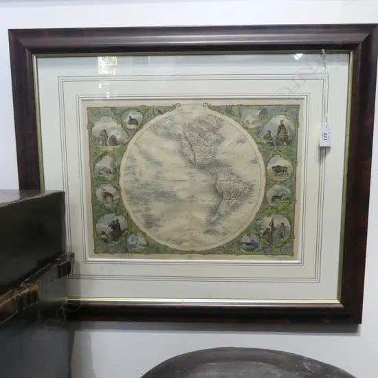 MID 19thC HAND COLOURED LITHOGRAPH OF WESTERN HEMISHERE, JOHN TALLIS & COMPANY 265x355mm