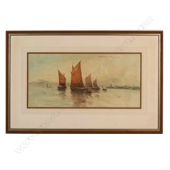 THOMAS MORTIMER (1880-1920), FISHING BOATS, WATERCOLOUR, 240x500mm