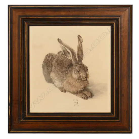 PRINT OF ALBERT DURER 'THE HARE', 255x240mm