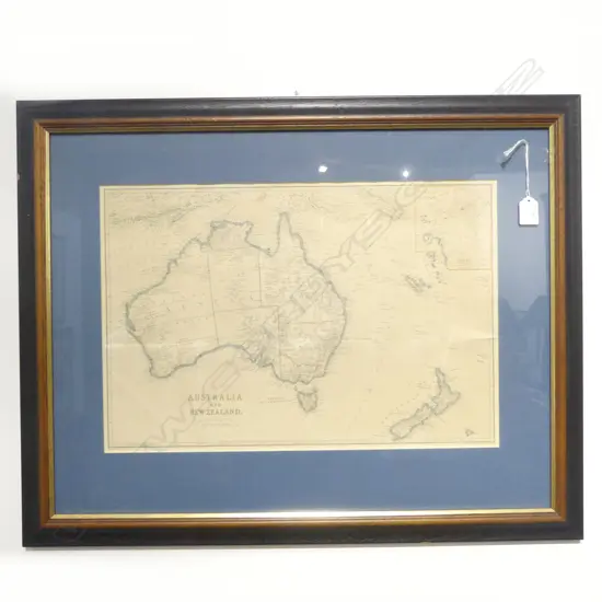 ANTIQUE MAP OF AUSTRALIA & NZ, HAND COLOURED LITHOGRAPH BY EDWARD WELLER 345x510mm