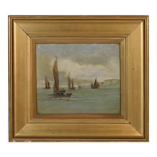 ARTIST UNKNOWN, ENGLISH BOATING SCENE, OIL ON CANVAS, 240x300mm