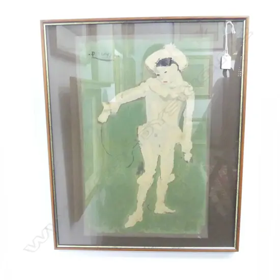 Picasso vintage lithograph 'Le Petit Pierrot' 530 x 430mm Willeston Gallery verso detailed 'Silk Screen New York Graphic Society USA