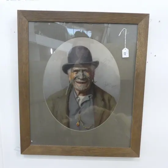 C.F. GOLDIE CHROMOLITHOGRAPH 'A GOOD JOKE' 375 X 310 oval. Framed under glass. Probably an old print